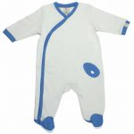 Romper with feet - Riviera Blue and White