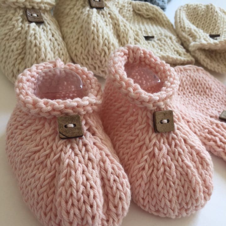 Babyhug 100% Cotton Knit Mittens & Booties Set Floral Print - Yellow