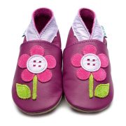 Inch Blue Button Flower Baby Shoes - Grape