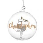 Personalised Gold Glitter Glass Reindeer Bauble