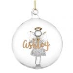 Personalised Gold Glitter Glass Angel Bauble