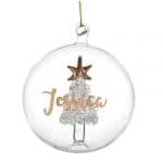 Personalised Gold Glitter Glass Christmas Tree Bauble